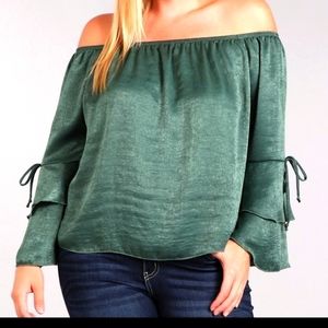 Green Off the Shoulder blouse